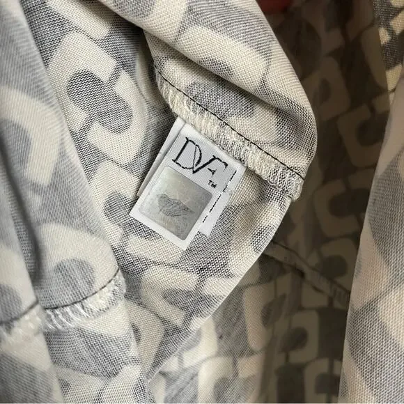 Diane Von Furstenberg Reina Silk Chain Link Shift Dress Black White Size 10 - Picture 12 of 12